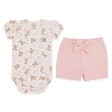 Imagem de Conjunto Bebê Menina Body/Shorts Urso Balão Rosa Mini & Co-Feminino