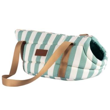 Imagem de Bolsa Transporte Pet Aberta para Cachorros e Gatos Estilo Listras para Carro e Passeio(Verde,G)