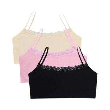 Imagem de Sutiãs De Treinamento De Renda Para Crianças 3 Peças Verão Cor Sólida 