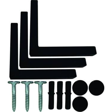 Imagem de Kit 4 Suportes Mão Francesa Cantoneira Prateira Preto 20Cm