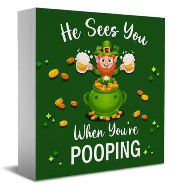 Imagem de Decoração do Dia de São Patrício Have Yourself A MERRY St. Patrick's Day, placa de caixa, para decoração de mesa de escritório em casa, decoração de mola, decoração de 12 x 12 cm, ornamento-19