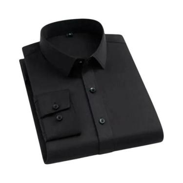 Imagem de Camisa Social Masculina Slim Fit Azul Marinho De Manga Longa Casual Pa