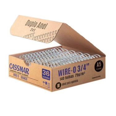 Imagem de Wire-o para Encadernação 2x1 A5 Branco 3/4 para 140fls 36un - CASSMAR