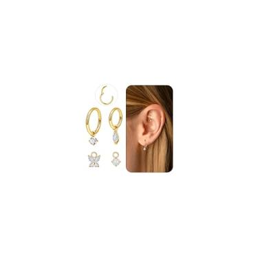 Imagem de LOAYHOAY 16G 18G G23 Titânio Clicker Rook Piercing Joia para Mulheres Brincos de Helix Argola de Cartilagem Brinco Conch Tragus Argola Hipoalergênico CZ Lobe Daith Piercing Joias 6 mm 8 mm, 16G(1.2mm