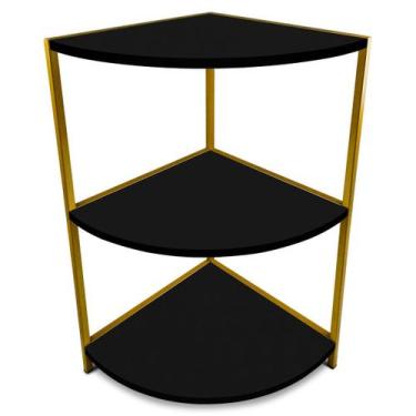 Imagem de Estante De Canto Tripla Colby Madeira/Aço - Geral, Dourado/Preto