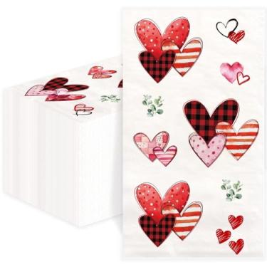 Imagem de Fancy Land Guardanapos de Dia dos Namorados, 100 peças, guardanapos de coração descartáveis, 2 camadas, artigos de festa de aniversário de casamento, dia dos namorados