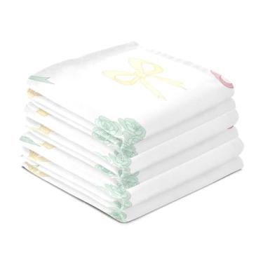 Imagem de Wassud Rainbow Bows Toalhas de prato de cozinha pacote com 6 panos de prato macios com laço para pendurar toalha de mão super absorvente de secagem rápida toalhas de chá de mesa decorativas 71 x 45 cm