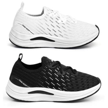 Imagem de Kit 2 Tênis Feminino Caminhada Leve Confortável Ortopédico-Feminino