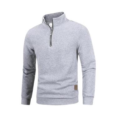Imagem de Suéter Casual Masculino Slim Fit Leve Com Zíper De 1/4, Manga Longa E 