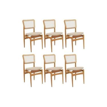 Imagem de Kit 6 Cadeiras Sala Jantar Stela 1CMM013CA Premium Madeira Maciça 6 Un
