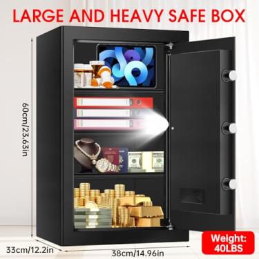 Imagem de Cofres domésticos grandes com prateleiras removíveis, sistema de alarme e função silenciosa, cofres anti-roubo para documentos domésticos