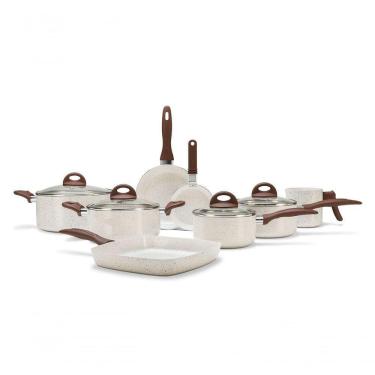 Imagem de Jogo De Panelas Antiaderente Ceramic Life Smart Plus 8 Peças Vanilla Brinox