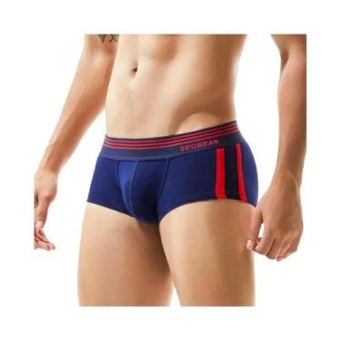Imagem de Cuecas Boxer Masculinas De Algodão Respirável SEOBEAN Confortáveis E S