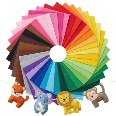 Imagem de Ayssny 40 folhas de tecido de feltro, 20,3 x 30,5 cm, cores sortidas, folhas de tecido, quadrados, pacote de feltro não tecido, para artesanato, projetos de arte de patchwork de costura DIY