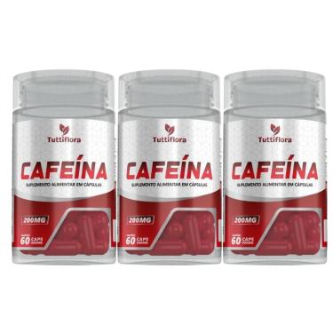 Imagem de Kit 3x Cafeína 200mg 60 Cápsulas Tuttiflora-Unissex