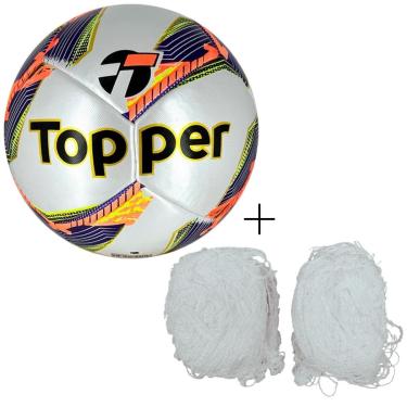 Imagem de Kit Bola De Futsal Topper Dominator Pró+Rede Futsal Matrix Fio 2 Seda Reforçada-Masculino