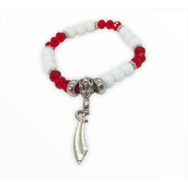 Imagem de Pulseira Ogum Firma Espada Vermelho E Branco Cristal - Lua Mística - 1