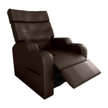 Imagem de Poltrona Reclinável Do Papaicom Porta Copos Porta Controle Toro Sintetico Marrom Matrix Sintetico Marrom