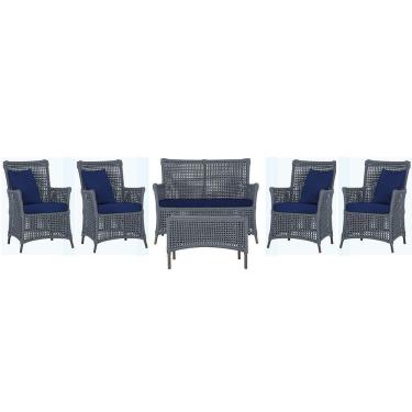 Imagem de Jogo Sofá 4 Poltronas E Mesa Igapó Marrom E10 Trama Original Prata