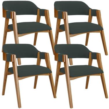 Imagem de Kit 04 Cadeiras Para Sala De Jantar E Estar Living Estofada Suran L02 Suede Verde Musgo - Lyam