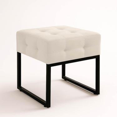 Imagem de Puff Sala Decorativo Quadrado Industrial Elisa Veludo Bege D03 - D'rossi