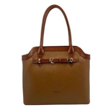 Imagem de Bolsa de Ombro Grande Scamboo Couro Caramelo 2027 - Caramelo Tamanho U-Feminino