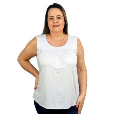 Imagem de Blusa Feminina Senhora Bata Regata Lisa - Coalizão Fashion, Branco, gg