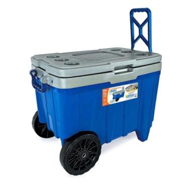 Imagem de Caixa Térmica CROSS Grande 54L | Cooler Rodas Reforçadas 74 Latas Praia Piscina Camping Sítio