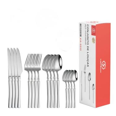 Imagem de Conjunto de Talheres Inox 16 Peças - Aço Inoxidável, Cor Inox, 4 Pessoas (22,9 cm)