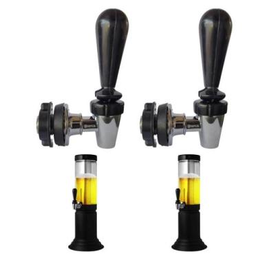 Imagem de Kit 2 Torneiras Chopeira Torre Chopp em ABS preto e cromado - Zufer