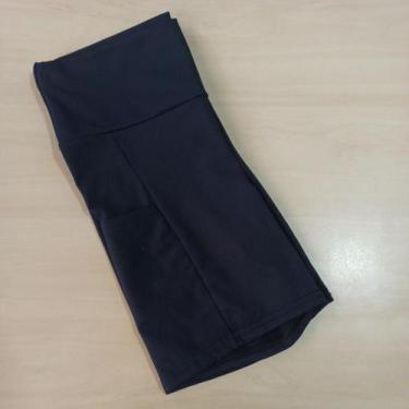 Imagem de Short fitness em poliamida com bolso lateral cintura alta feminino par