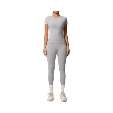 Imagem de Conjunto De Yoga Feminino Em Patchwork, Top Cropped Para Esportes E Le