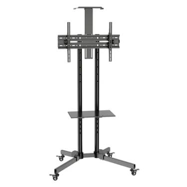 Imagem de Suporte Pedestal Móvel para TV e Monitor de 32" a 75", Com Altura Ajustável e Inclinação, Rodízios, Suporta até 50kg, Preto, A06V6_S, ELG
