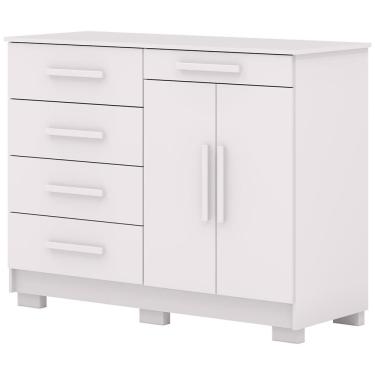 Imagem de Cômoda Sapateira Para Quarto 2 Portas 5 Gavetas Biana V01 Branco - Lyam Decor