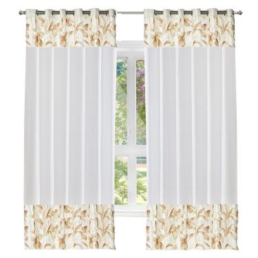 Imagem de Cortina Dupla Forro Devorê Marselha 300x250cm Marfim Casa Doro