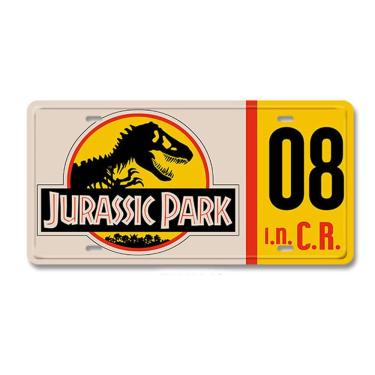 Imagem de Decoração de parede com placa de estanho metálico Jurassic Park Vintage 20x30cm