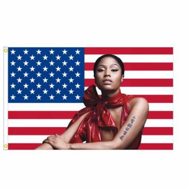 Imagem de Tapeçaria, bandeira, cantores americanos, Nicki Minaj Art, 90x150cm - 