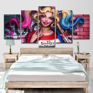 Imagem de Pôster de pintura de parede em tela Harley Quinn Anime 5 painéis - yiw
