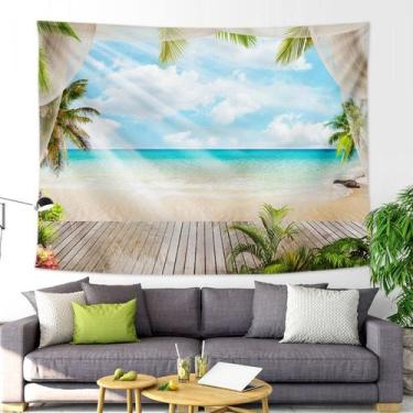 Imagem de Tapeçaria, paisagem marítima, microtecido de parede, 150x130cm, decora