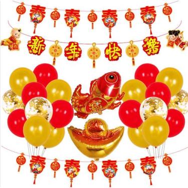 Imagem de Balões, Feliz Ano Novo Chinês, Lingotes Chineses, Peixe, 31 unidades -