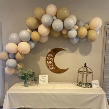 Imagem de Kit de balões Macarons, cinza, azul, látex, 73 unidades para festa - y