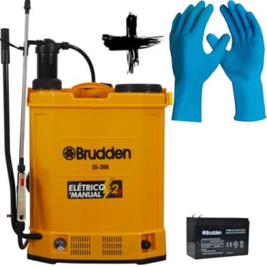 Imagem de Kit Pulverizador Costal Elétrico Bateria Manual Para Veneno - Ss20b 20l + Par De Luvas Nítrilica Epi