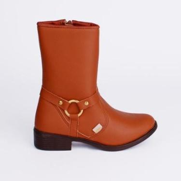 Imagem de Bota Infantil Menina Kidy Montaria Canela Anatômica Elegante Cano Médio Argola Antiderrapante-Feminino