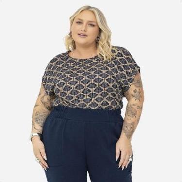 Imagem de Blusa Feminina Manga Morcego Estampada Caimento Elegante-Feminino