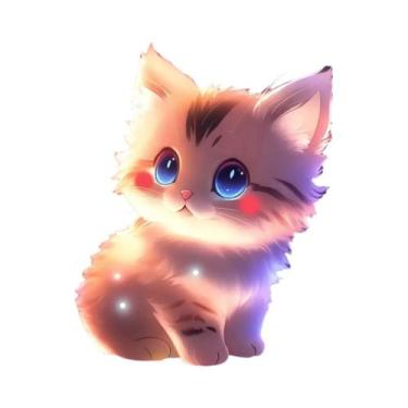 Imagem de Pôster De Arte Em Tela De Gatinho Brilhante Para Sala De Estar, Quarto