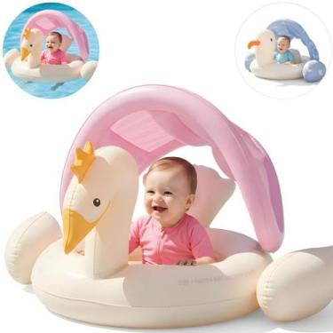 Imagem de Boia Inflável Cisne Com Toldo Infantil Segura E Confortável Gaivota ou