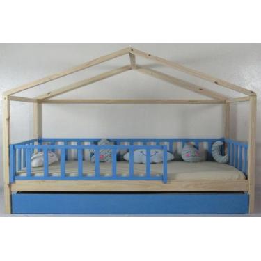 Imagem de Bicama Montessoriana Solteirão Frente Casinha Colorida Madeira Maciça 