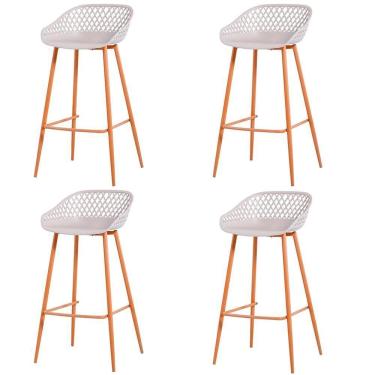 Imagem de Kit 4 Banquetas Mônaco Clarice Média Fratini 86 Cm (altura) Em Poliuretano (pu) Nude Base Em Aço