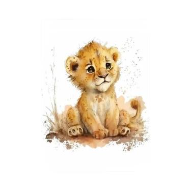 Imagem de Pôster Em Tela De Aquarela Com Estampas De Animais Para Quarto Infanti