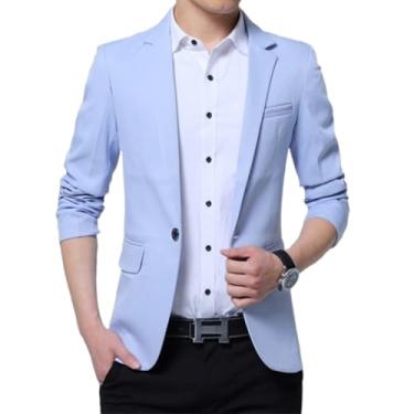 Imagem de Dawwoti Blazer masculino esportivo, casaco blazer leve e casual para casamento, jaquetas de terno para homens, Azul claro, M